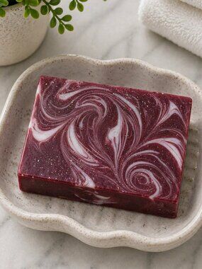 Tea tree burgundy shimmer soap handmade goat milk & oatmeal butter 2x3in 6oz